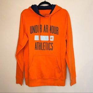 UNDER ARMOUR ORANGE ATHLETICS LOOSE HOODIE WITH BLUE & GRAY PRINT